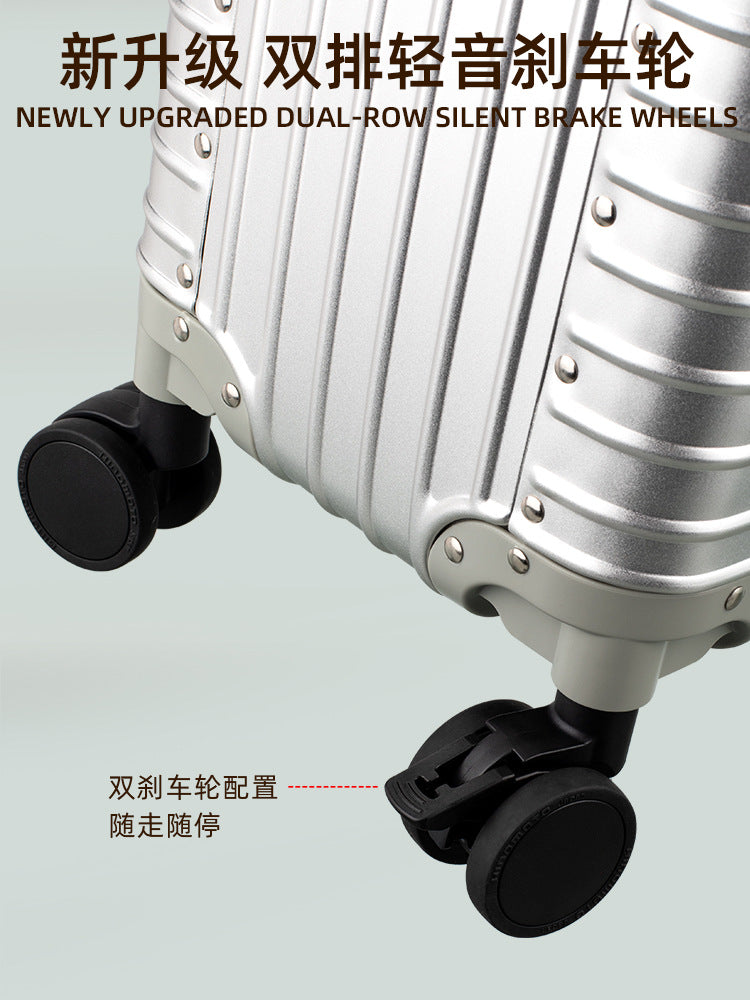 New Model Brake Wheel Aluminum-Magnesium Alloy Luggage Trolley Case