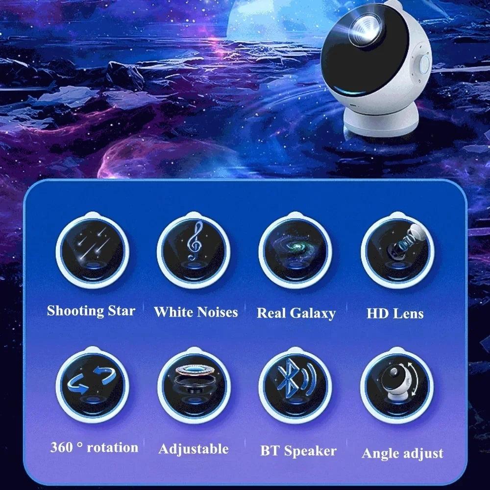 Meteor Star Projector, Galaxy Projector for Bedroom, LED Night Light Aurora Projector with BT Speaker, White Noise, Timer Gifts