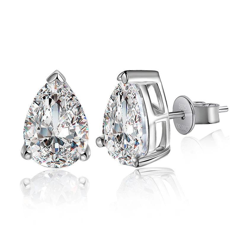 BXINY 1/2/4Carat Pear Cut Moissanite Stud Earrings S925 Silver Waterdrop Diamomd Ear Studs for Women Gifts Fine Jewelry with GRA
