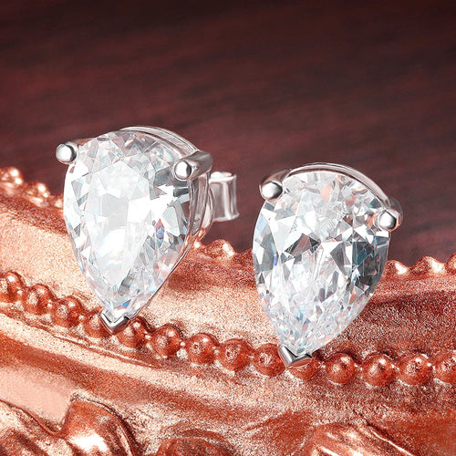 BXINY 1/2/4Carat Pear Cut Moissanite Stud Earrings S925 Silver Waterdrop Diamomd Ear Studs for Women Gifts Fine Jewelry with GRA