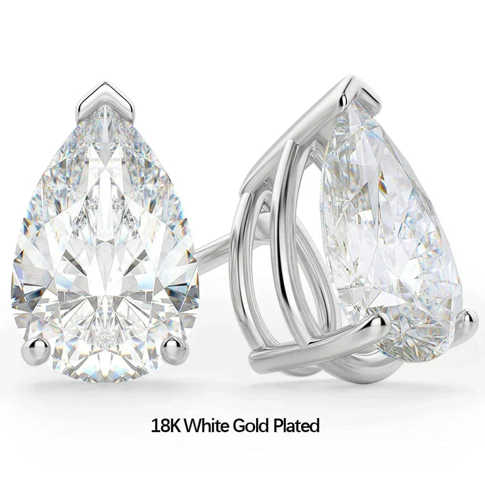Waterdrop Solitaire Moissanite Stud Earring with Certificate 1-4CT Pear Cut Diamond Ear Studs S925 Silver Jewelry for Women Men