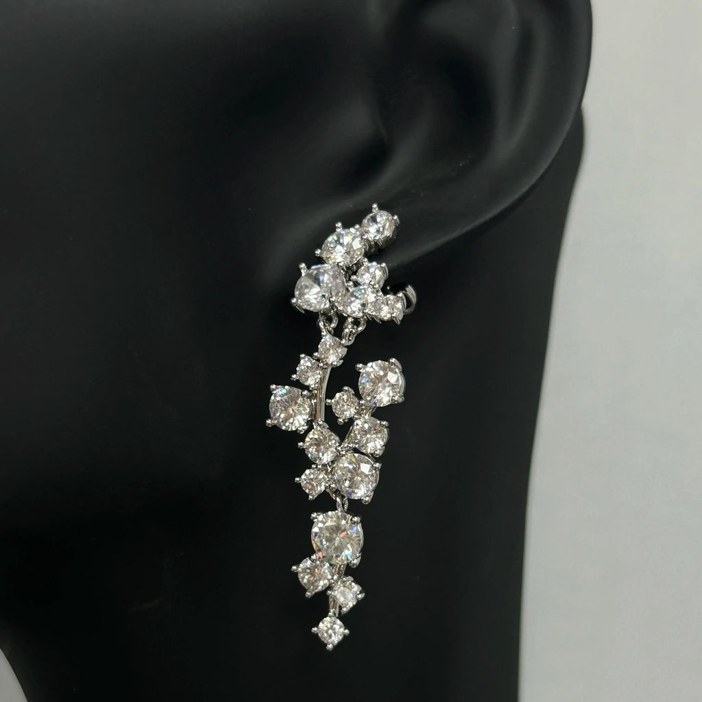 Elegant Sparkling Crystal Tassel Earrings for Women Geometric Hanging Drop Party Wedding Ear Jewelry