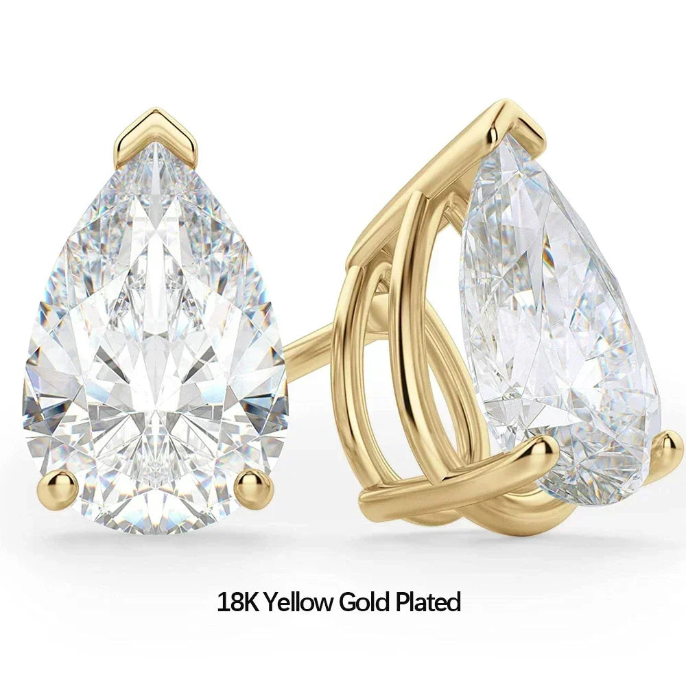 Waterdrop Solitaire Moissanite Stud Earring with Certificate 1-4CT Pear Cut Diamond Ear Studs S925 Silver Jewelry for Women Men