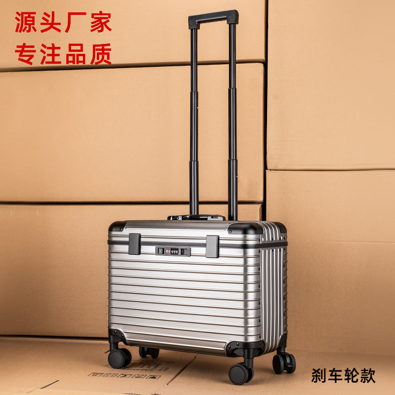 New Model Brake Wheel Aluminum-Magnesium Alloy Luggage Trolley Case