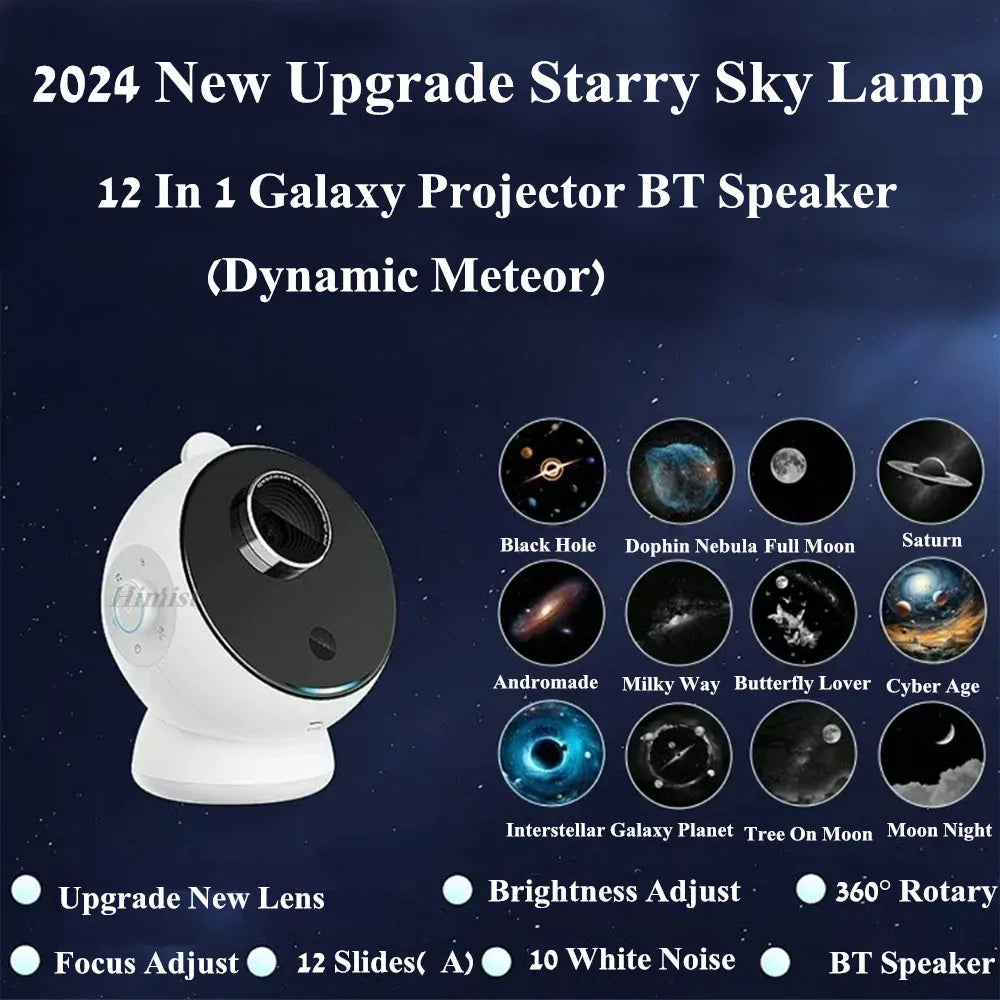 Meteor Star Projector, Galaxy Projector for Bedroom, LED Night Light Aurora Projector with BT Speaker, White Noise, Timer Gifts