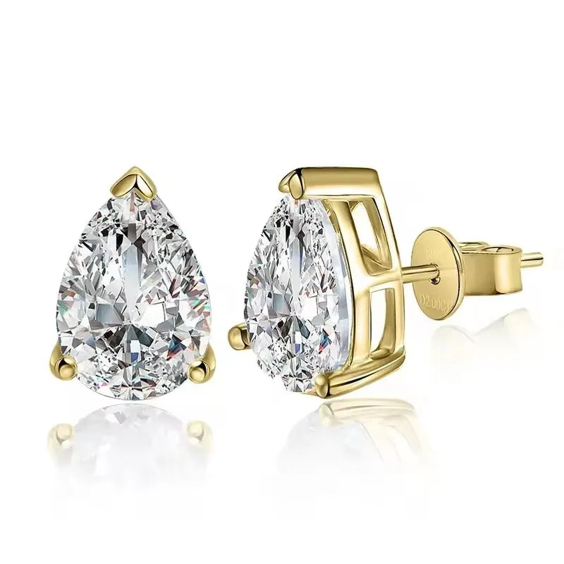 BXINY 1/2/4Carat Pear Cut Moissanite Stud Earrings S925 Silver Waterdrop Diamomd Ear Studs for Women Gifts Fine Jewelry with GRA
