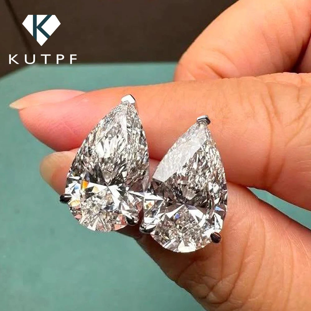 Waterdrop Solitaire Moissanite Stud Earring with Certificate 1-4CT Pear Cut Diamond Ear Studs S925 Silver Jewelry for Women Men